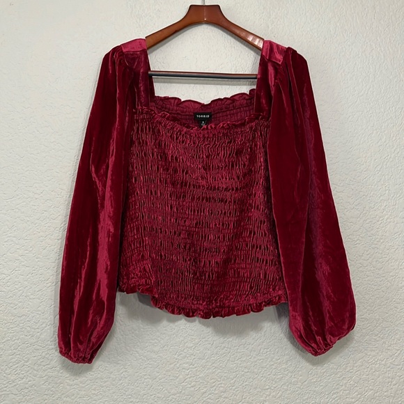 Torrid Red Velvet Smocked Top - Picture 4 of 14
